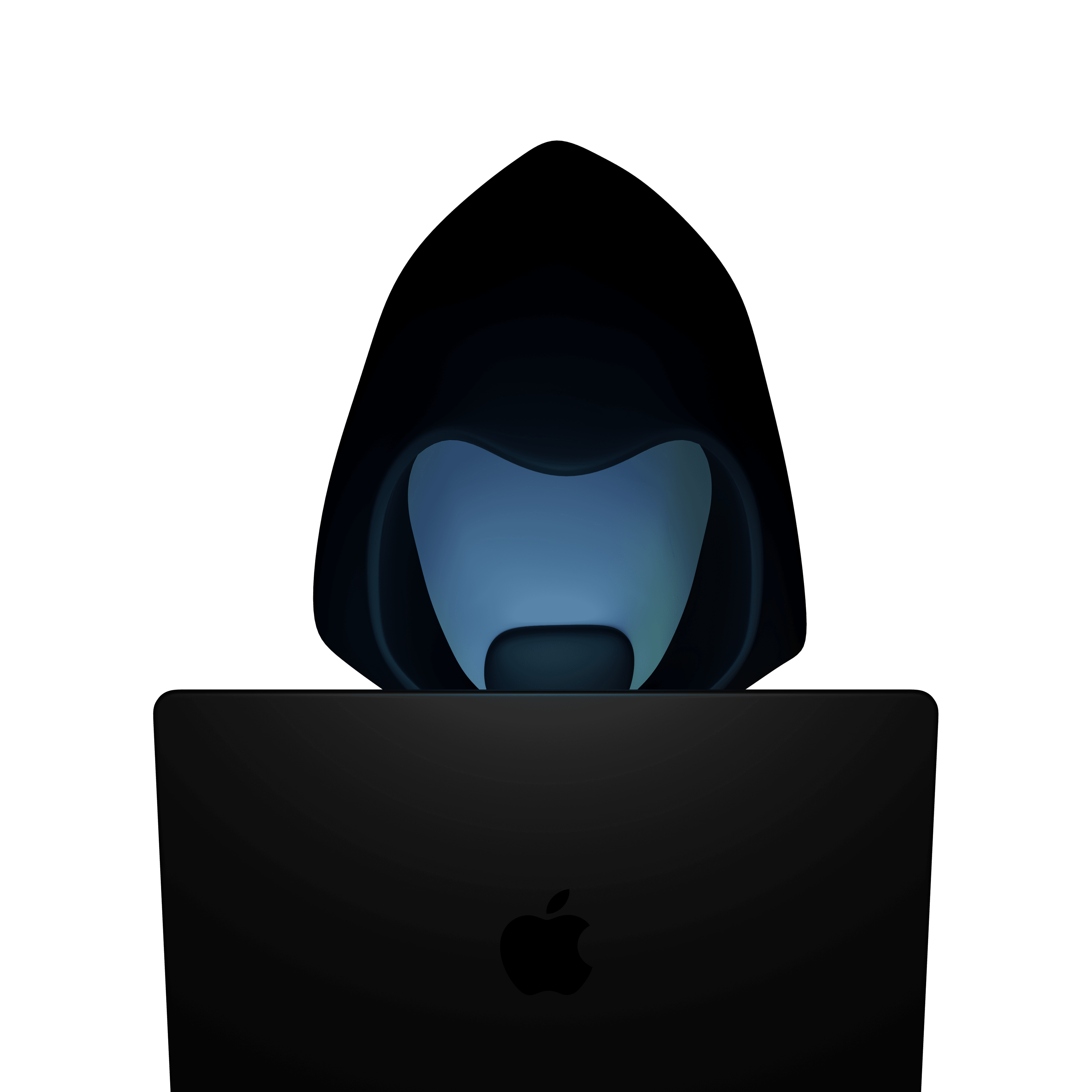 Shadeov - собака в капюшоне перед MacBook, символизирующий разработку сайтов